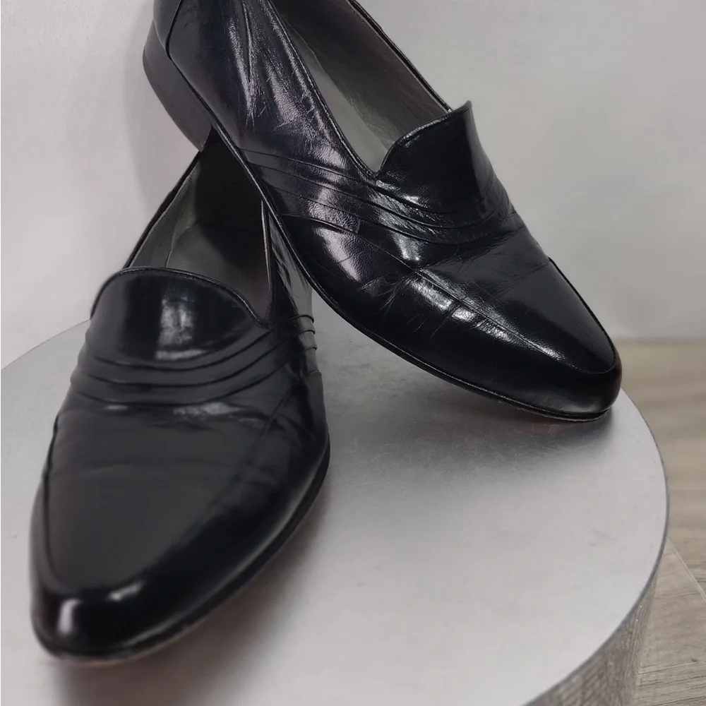 Fkorshiem Black Leather Loafers size 8.5 pre owned good condition